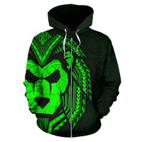 Sua Lions Pride Polynesian Warrior Zip up Hoodie Green Color - Polynesian Pride