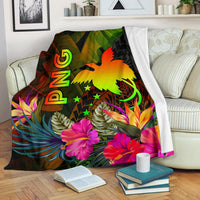 Papua New Guinea Polynesian Premium Blanket - Hibiscus and Banana Leaves - Polynesian Pride