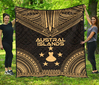 Austral Islands Premium Quilt - Austral Islands Flag Polynesian Chief Gold Version Gold - Polynesian Pride
