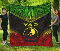 Yap Premium Quilt - Yap Flag Polynesian Chief Reggae Version - Polynesian Pride