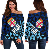 Fiji Polynesian Women's Off Shoulder Sweater Coat Of Arms Th5 - Polynesian Pride