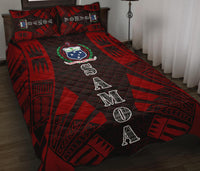 Samoa Quilt Bed Set - Samoa Coat Of Arms Polynesian Red Tattoo Style - Polynesian Pride