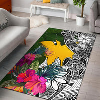 Papua New Guinea Area Rug White - Turtle Plumeria Banana Leaf - Polynesian Pride