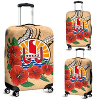 Tahiti Polynesian Luggage Covers - Hibiscus Coat of Arm Beige BEIGE - Polynesian Pride