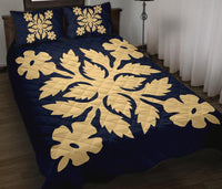 Hawaiian Quilt Bed Set Royal Pattern - Indigo - B2 Style Indigo - Polynesian Pride