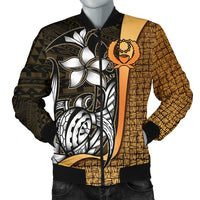 Pohnpei Micronesia Men's Bomber Jackets Gold - Turtle With Hook Gold - Polynesian Pride