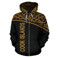 Cook Islands Polynesian Zip up Hoodie Curve Gold - Polynesian Pride