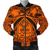 Polynesian Men's Bomber Jackets - Guam Flag, Seal with Maui Moana Tattoo Orange - Polynesian Pride