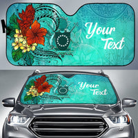 Cook Islands Auto Sun Shade - Tropical Flowers Style Auto Sun Shade - Cook Islands Universal Fit Green - Polynesian Pride