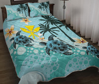 Kanaka Maoli (Hawaiian) Quilt Bed Set - Blue Turtle Hibiscus - Polynesian Pride