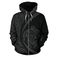 Polynesian Turtle Map of Hawaii Zip Hoodie Gray Circle Style - Polynesian Pride