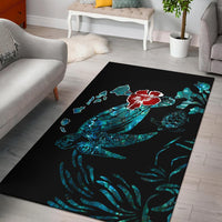 Hawaii Ohana Honu Paua Shell Rug Black - Polynesian Pride