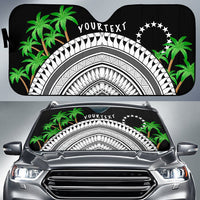 Cook Islands Custom Personalised Auto Sun Shades - Ginger Lei Pattern Auto Sun Shade Universal Fit BLACK - Polynesian Pride