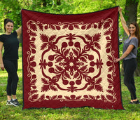 Hawaiian Quilt Royal Premium Quilt Red - Polynesian Pride