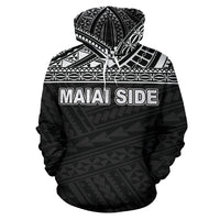MAIAI SIDE All Over Hoodie PP1523 Unisex Black - Polynesian Pride