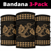 Hawaii Kakau Polynesian Anchor Bandana 3 - Pack - Gold - Polynesian Pride