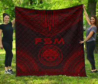 Federated States Of Micronesia Premium Quilt - FSM Seal Polynesian Chief Red Version Red - Polynesian Pride