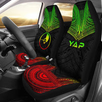 Yap Car Seat Cover - Yap Flag Polynesian Chief Tattoo Reggae Version Universal Fit Reggae - Polynesian Pride