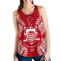 Tuvalu Polynesian Women Tank Top Map Red White Red - Polynesian Pride