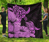 Hawaii Turtle Premium Quilt Polynesian Hibiscus Art Pink AH Pink - Polynesian Pride