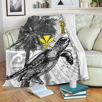 Hawaii Premium Blankets - Turtle Palm Tree White - Polynesian Pride