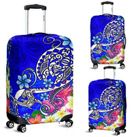 Polynesian Luggage Covers - Turtle Plumeria Blue Color - Polynesian Pride