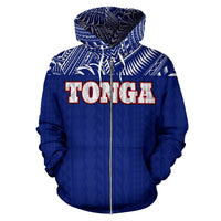Tonga All Over Zip up Hoodie Polynesian Blue Version - Polynesian Pride