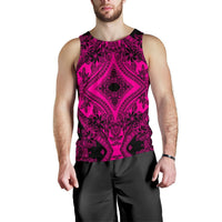 Polynesian Plumeria Mix Pink Black Hawaii Men's Tank Top Pink - Polynesian Pride
