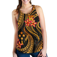 Kosrae Micronesian Women Racerback Tank - Gold Plumeria - Polynesian Pride