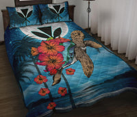 Hawaii Turtle Kanaka Hibiscus Stary Night Quilt Bed Set - Polynesian Pride