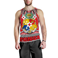 Tonga Polynesian Coat Of Arm Tank Top (Men) Red - Polynesian Pride