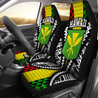 Hawaii Car Seat Covers - Hawaii Kanaka Maoli Flag Special - A0 Universal Fit Black - Polynesian Pride