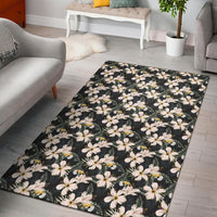 Tropical Toucans Hibiscus Palm Leaves Rug Black - Polynesian Pride