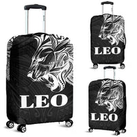Sun In Leo Zodiac Luggage Covers Polynesian Tattoo Simple - White Black - Polynesian Pride