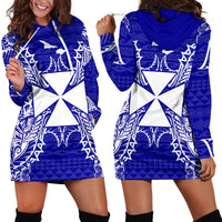 Wallis And Futuna Polynesian Hoodie Dress Map Blue Blue - Polynesian Pride