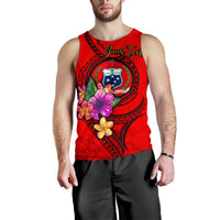 Samoa Polynesian Custom Personalised Men's Tank Top - Floral With Seal Red - Polynesian Pride