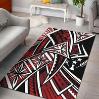 Kosrae Area Rug - Tribal Flower Special Pattern Red Color - Polynesian Pride
