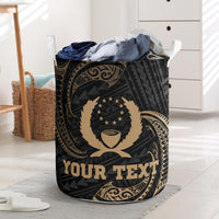 Pohnpei Miconesia Custom Personalised Laundry Basket - Gold Tribal Wave One Style One Size Black - Polynesian Pride
