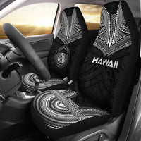 Hawaii Car Seat Cover - Hawaii Seal Polynesian Chief Tattoo Black Version Universal Fit Black - Polynesian Pride