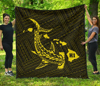 Hawaii Shark Yellow Polynesian Premium Quilt Yellow - Polynesian Pride