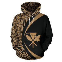 Kanaka Hawaii Map Gold Polynesian Hoodie Circle Style - Polynesian Pride