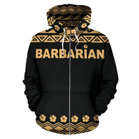 Barbarian All Over Zip up Hoodie Polynesian Shark Hoodie - Polynesian Pride