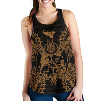 Tonga Polynesian Women Tank Top Map Gold Gold - Polynesian Pride