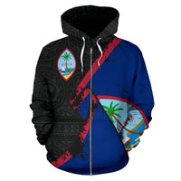 Guam Zip up Hoodie Guam Flag Grunge Special A02 - Polynesian Pride