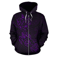 Zip up Hoodie Guam Family Turtles Map Polynesian Purple - Polynesian Pride