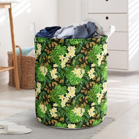 Hawaii Tropical Leaves And Plumeria Hawaii Laundry Basket Laundry Basket One Size Black - Polynesian Pride