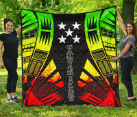Gambier Islands Premium Quilt - Gambier Islands Flag Polynesian Reggae Tattoo - Polynesian Pride