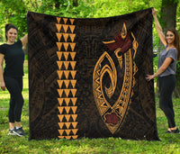 Hawaii Kakau Makau Fish Hook Polynesian Premium Quilt - Original Gold - Polynesian Pride