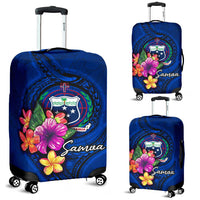 Samoa Polynesian Luggage Covers - Floral With Seal Blue Blue - Polynesian Pride