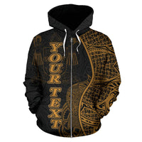 Fiji Polynesian Custom Zip up Hoodie Coconut Gold - Polynesian Pride